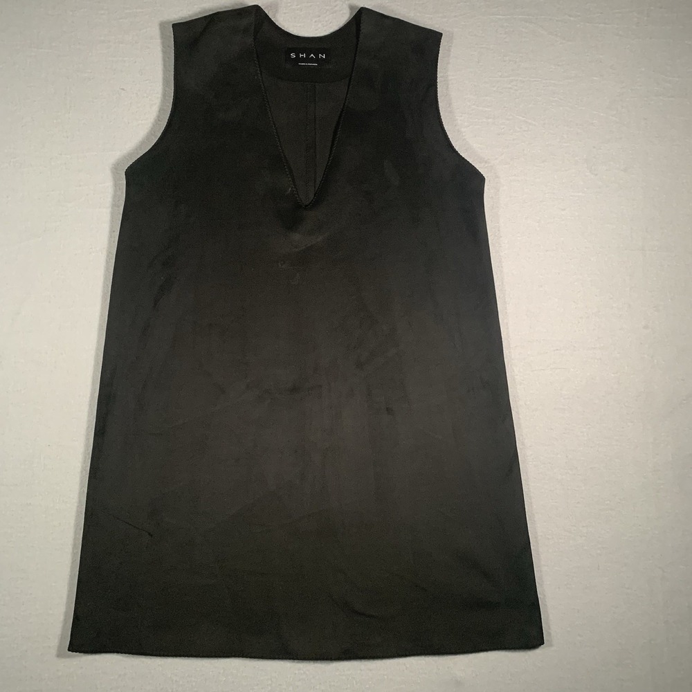 Shan Womens Suede Textured V-neck Sleeveless Mini Length Dress Black Size 10‎